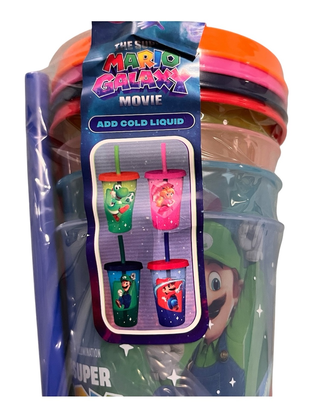 Mario Galaxy Kids Cold Drink Cup with Straw - Multicolor